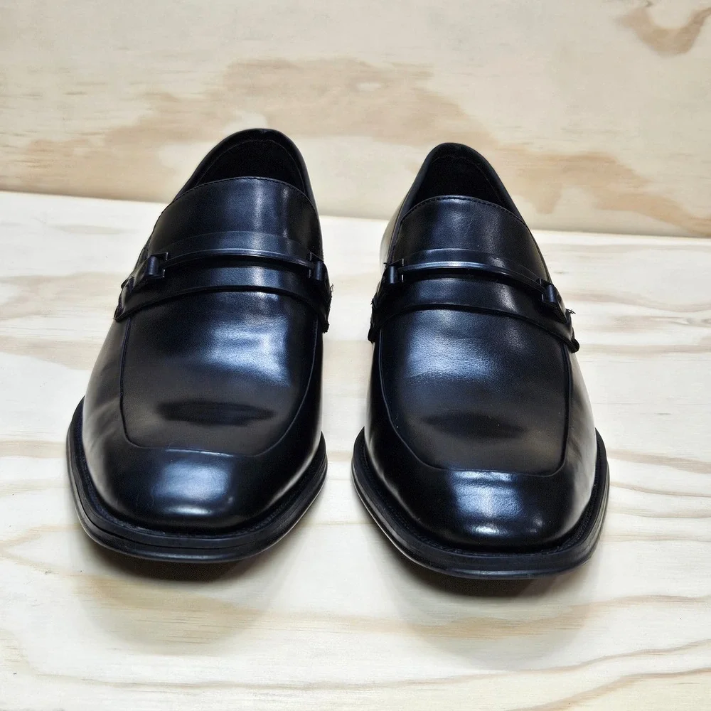 Kenneth Cole New York Mens North Shore Black Leather Bit Loafers 10.5 M